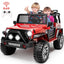 Joyracer 24V 2 Seater Kids Ride on Truck with Remote Control, 4×200W Motor, Electric Battery Powered Toys Car W/ 4 Wheels Spring Suspension, 3 Speeds, LED Lights, Bluetooth Music, Red