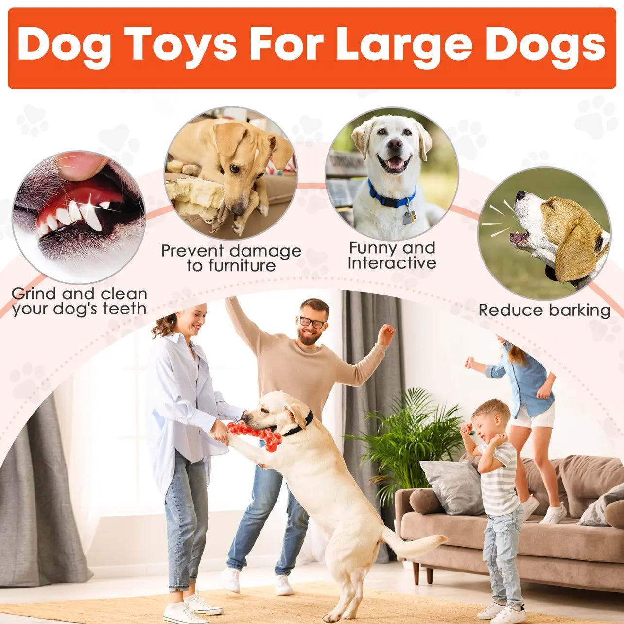 Dog Toys for Aggressive Chewers: Chew Toys for Training and Cleaning - Dogs Toys for Large Dogs - Indestructible Dog Toy to Keep Them Busy