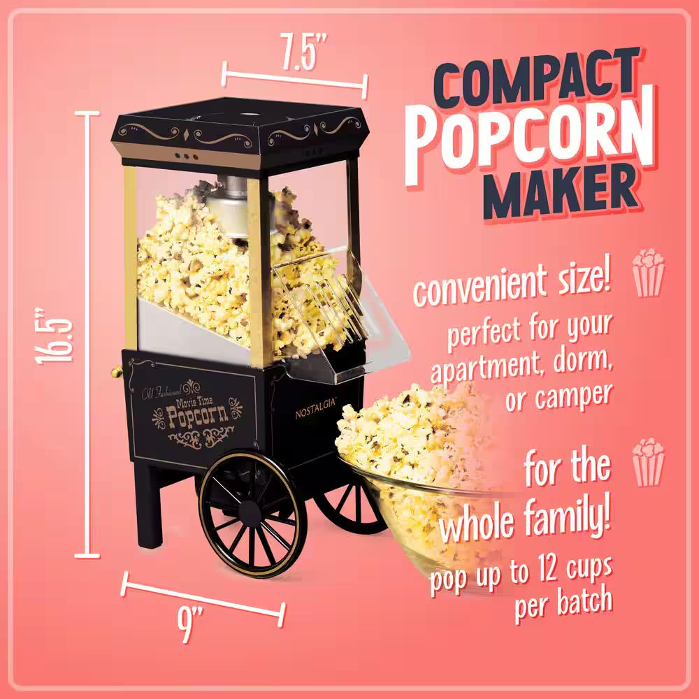1040-Watt 96 Oz. Black Hot Air Popcorn Machine
