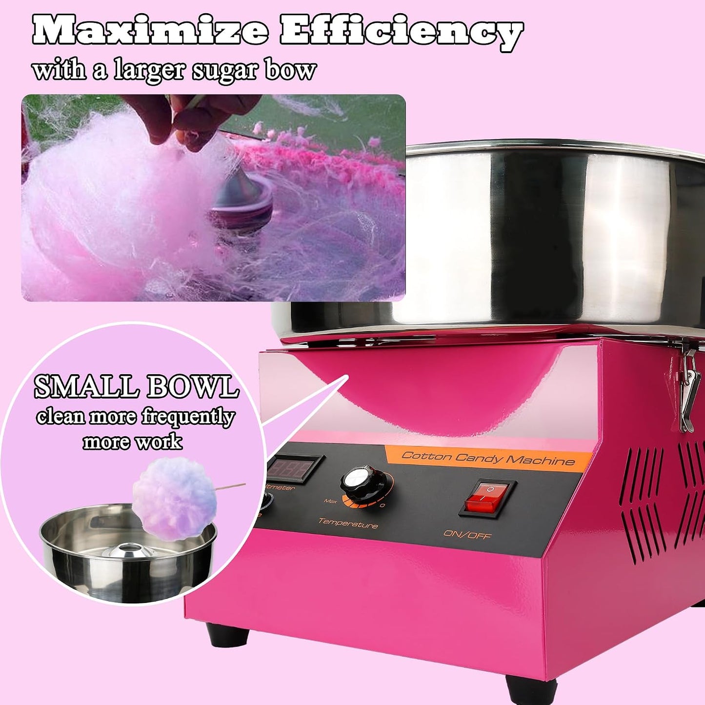 Cotton Candy Machine, Cotton Candy Maker, 1000W Electric Cotton Candy Maker Machine, Quick 3-4 Min Preheat, Commercial Cotton Candy Maker for Home, Events, Parties, and Small Business