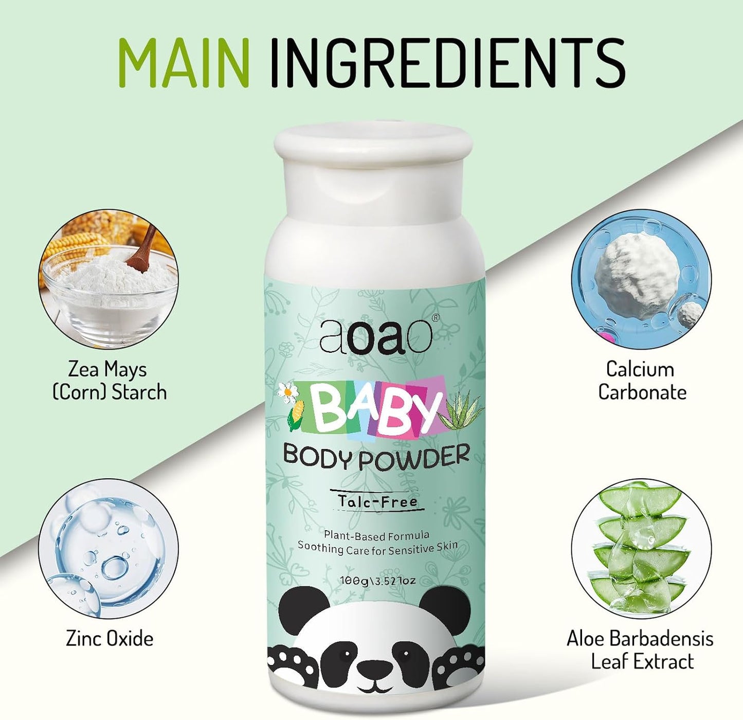 Cornstarch Baby Powder, Soothe & Protect Diaper Area, No Talc Hypoallergenic Dusting Powder, Help Prevent Diaper Rash with Zinc Oxide & Aloe, Gentle Absorb Sweat & Anti-Chafe for Sensitive Skin, 2Pack