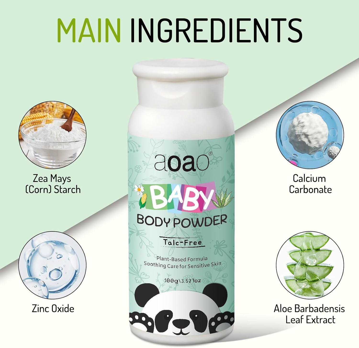 Cornstarch Baby Powder, Soothe & Protect Diaper Area, No Talc Hypoallergenic Dusting Powder, Help Prevent Diaper Rash with Zinc Oxide & Aloe, Gentle Absorb Sweat & Anti-Chafe for Sensitive Skin, 2Pack