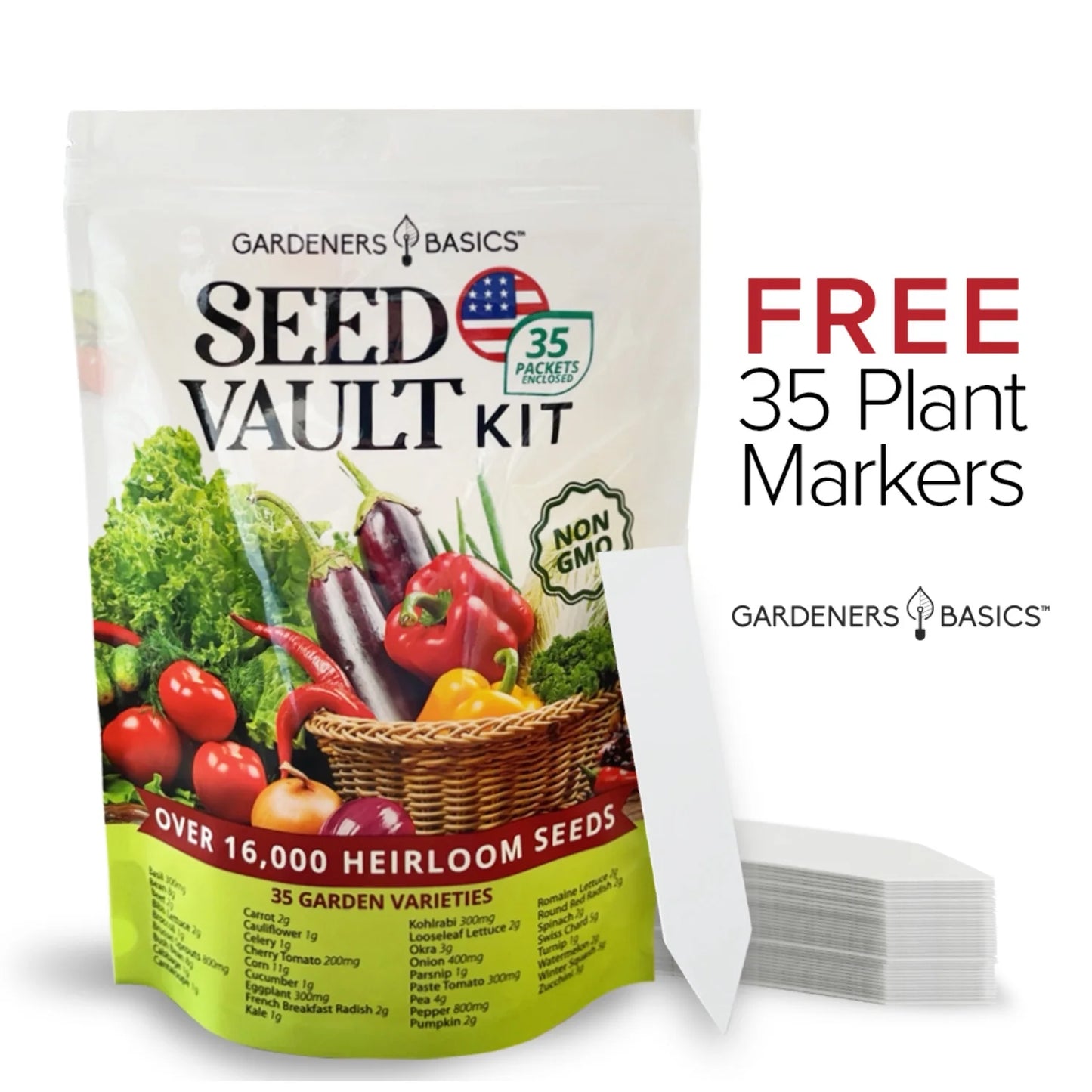 Vegetable Seed Vault Kit – 35 Heirloom Non-Gmo Vegetable Seeds for Gardening Survival Food Storage