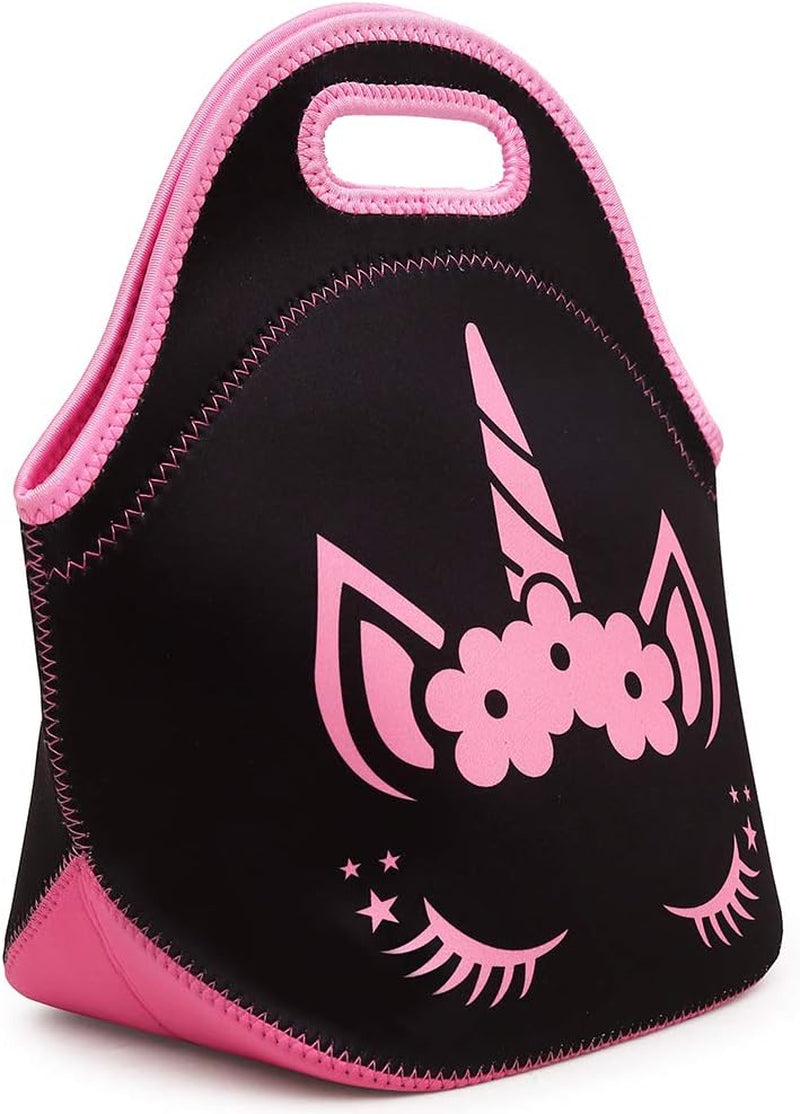 Moonmo Cute Unicorn Face Diamond Sequins Waterproof Princess School Backpack Set Girls Book Bag