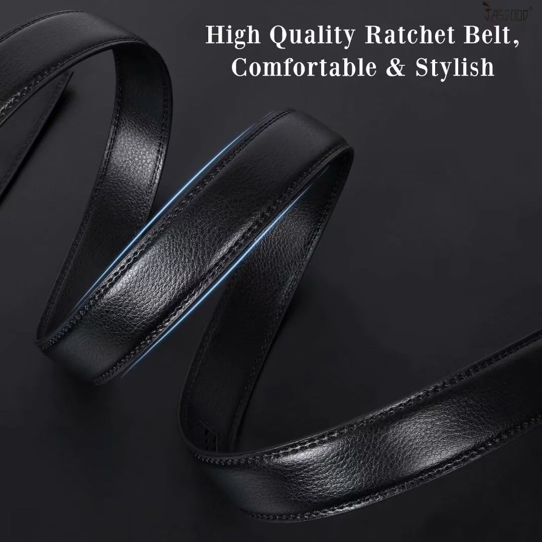 JASGOOD Men'S Ratchet Belts Leather Click Belt for Men 2 Pack