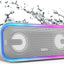 DOSS Bluetooth Speaker, Soundbox Pro+ Wireless Bluetooth Speaker with 24W Impressive Sound, Booming Bass, IPX6 Waterproof, 15Hrs Playtime, Wireless Stereo Pairing, Mixed Colors Lights, 66 FT- Grey