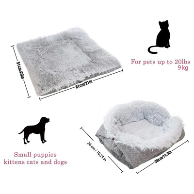 Cat&Dog Bed Self Warming, Two-In-One Foldable Self Heated Mat with Removable Cover Heating Pad 21 X 20 Inch Extra Warm Thermal Pet Pad for Indoor Outdoor , Non-Slip Bottom Washable Non Electric
