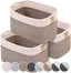 CHAT BLANC Cotton Rope Baskets for Organizing | 15”X10”X9” Storage Baskets for Shelves | Small Laundry Woven Baskets for Storage, Dog Toy Bin, Baby Basket,Off White&Brown 3 Pack