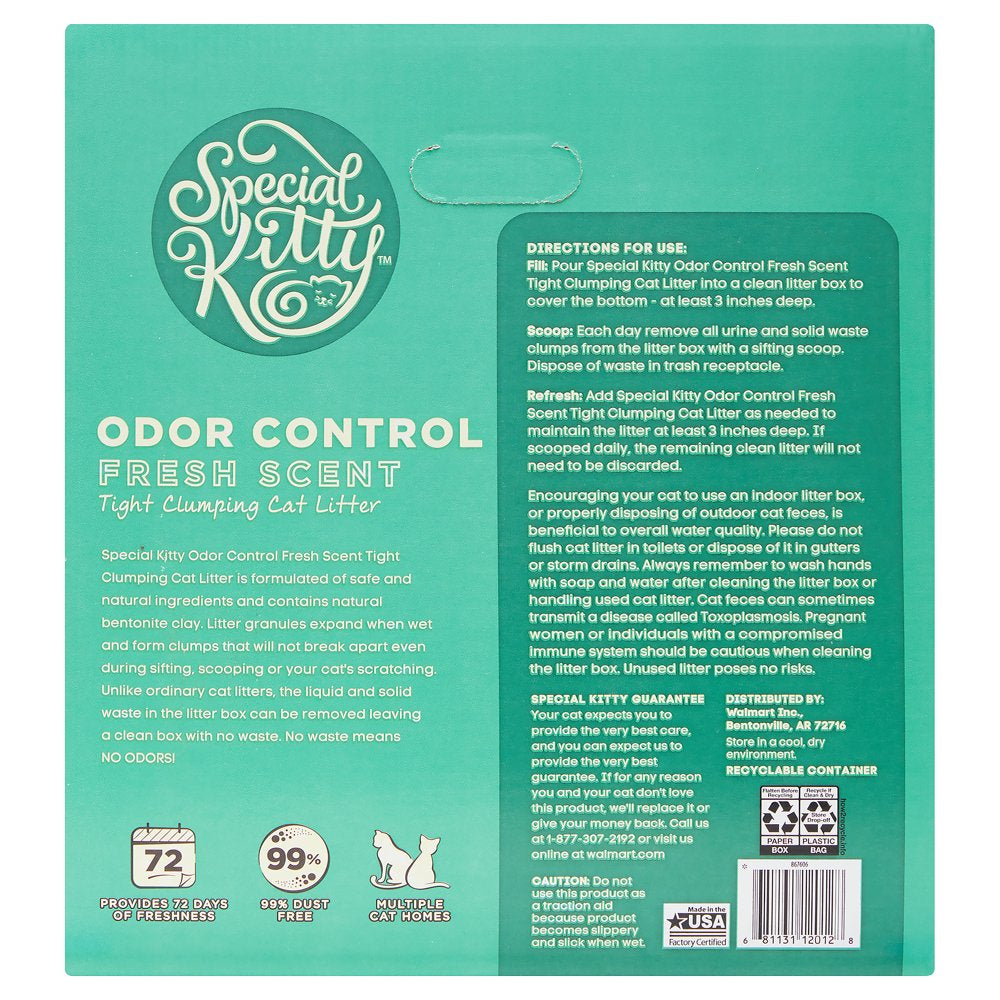 Special Kitty Odor Control Tight Clumping Cat Litter, Fresh Scent, 40 Lb