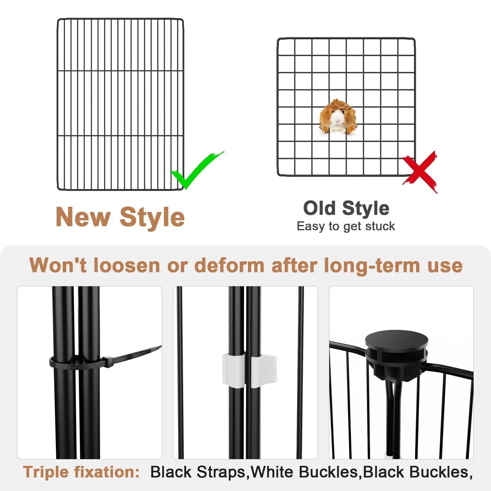 Guinea Pig Cages, Small Aniamal Playen with 600D Oxford Waterproof Linner, One-Hand Release Hook Design Bunny Run, 12 Panels Triple Fixing C&C Cage for Guinea Pigs, Bunny, Rabbit, Hedgehog, 48''L X 24''W X 16''Hc