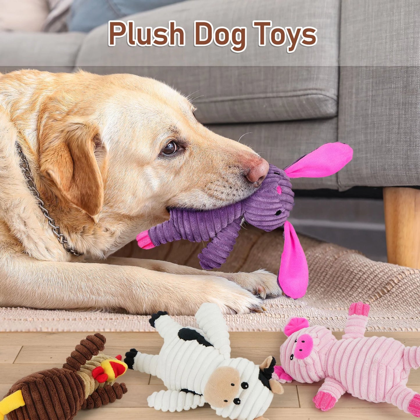 Prime Pets Dog Toys, 5 Pack, Squeaky Plush Dog Chew Toys Gift for Small Medium Large Dogs, Puppy