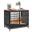 Winkalon 42 Inch Large Dog Crate Rustic Style Furniture Dog Cage Crate with 3 Doors and 4 Wheels Heavy-Duty Kennel,Brown