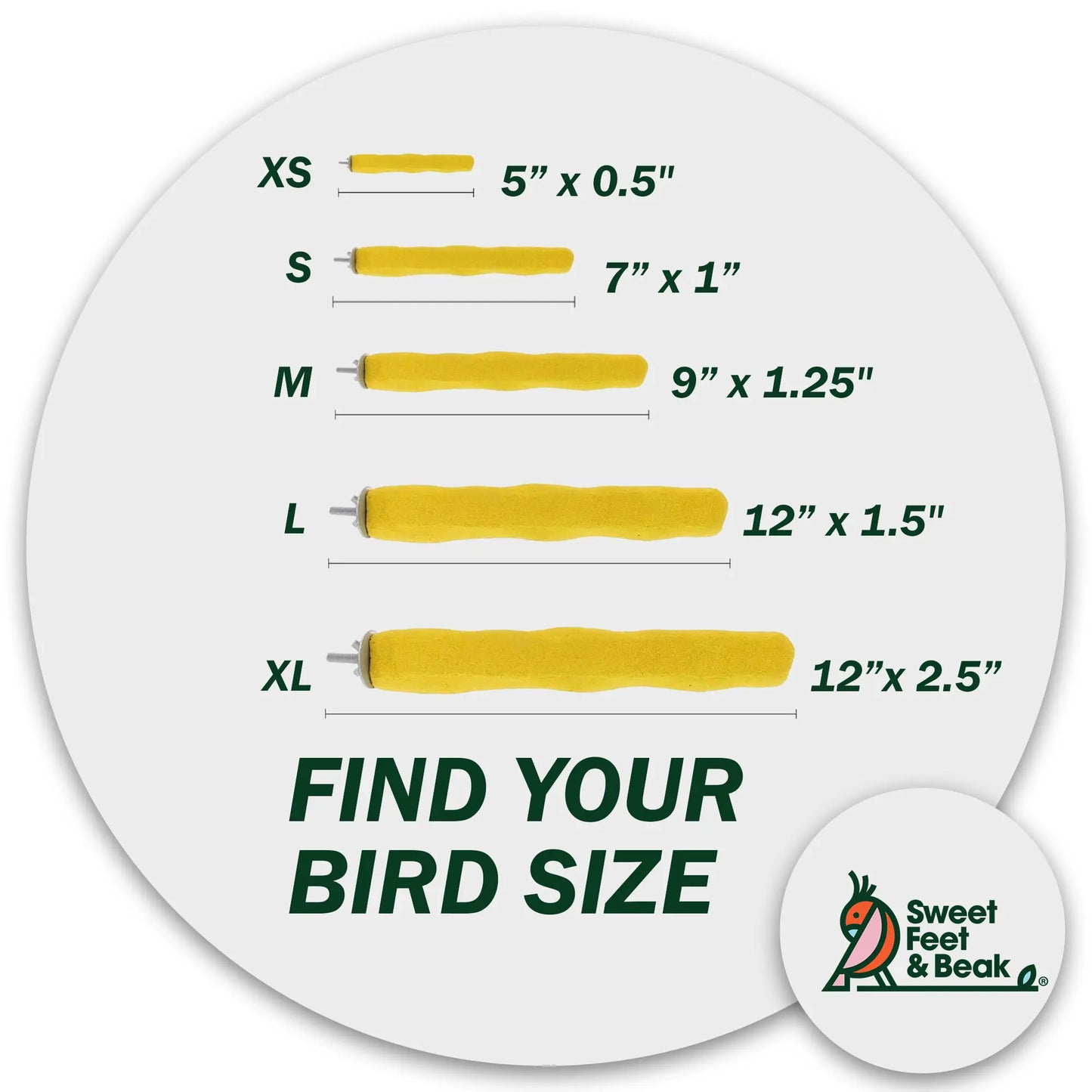 Comfort Grip Safety Perch for Bird Cages - Pedicure Perch for Healthy Nails & Beaks - Easy to Install Bird Cage Accessories - Small, 6.5"