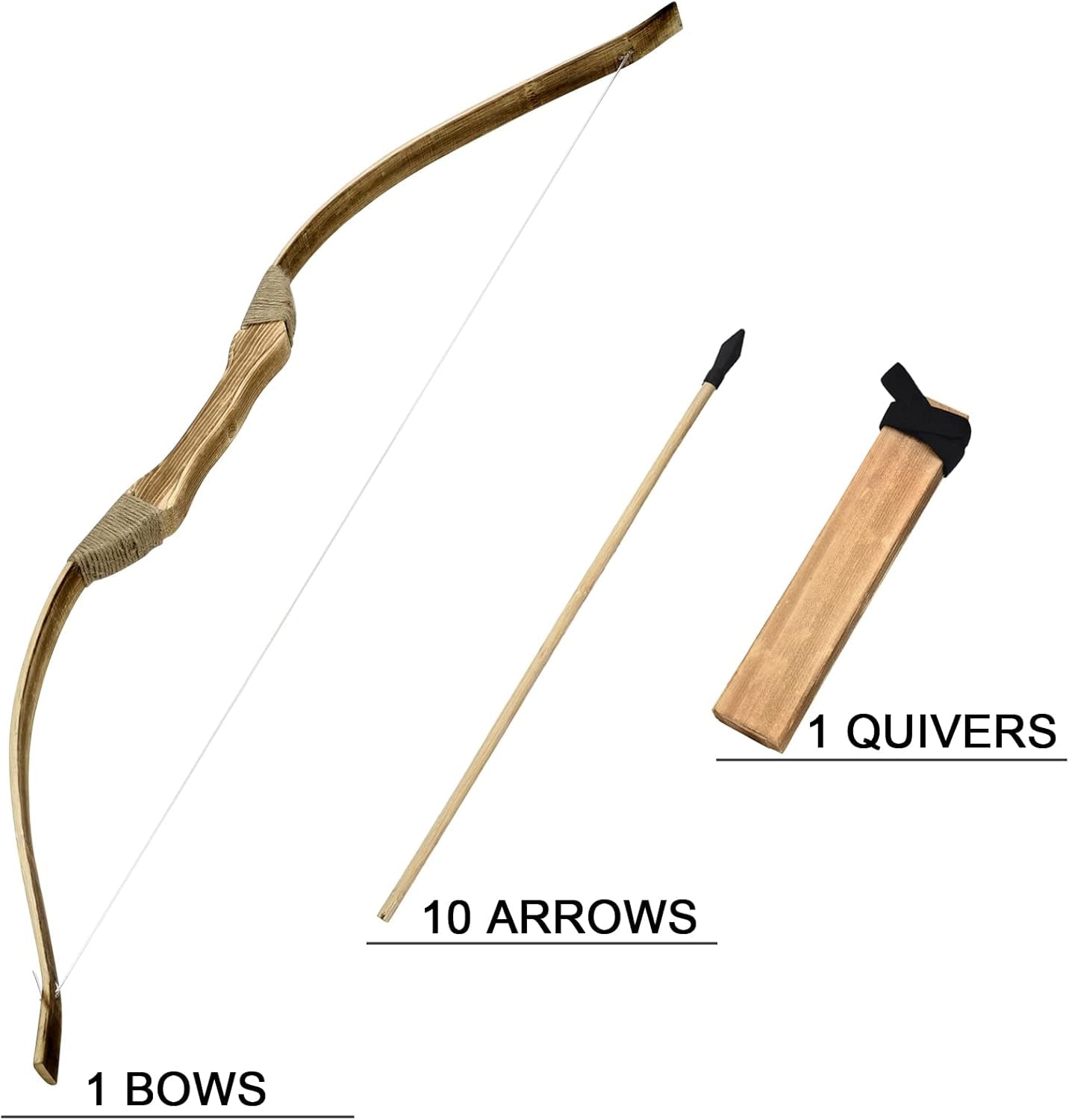 Kids Bow and Arrow Set, 32 Inch Archery Set Handmade Wooden Toy Bow and Arrow Fo