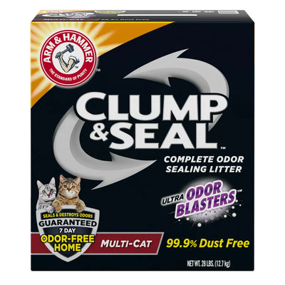 ARM & HAMMER Clump & Seal Cat Litter Multi-Cat Complete Odor Sealing Clay Clumping Cat Litter, 28 Lb