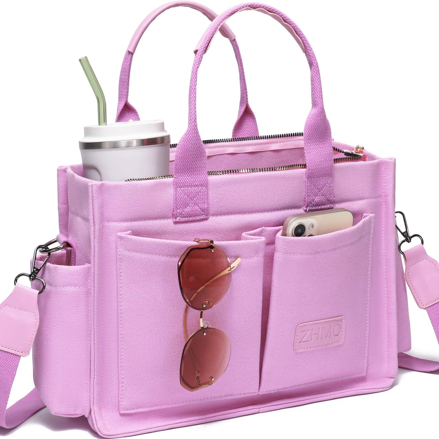 ZHMO Canvas Tote Bag for Women,Women'S Bags Crossbody Bags Work Laptop Tote Bag Large Handbags Purse for Travel Nurse Teacher