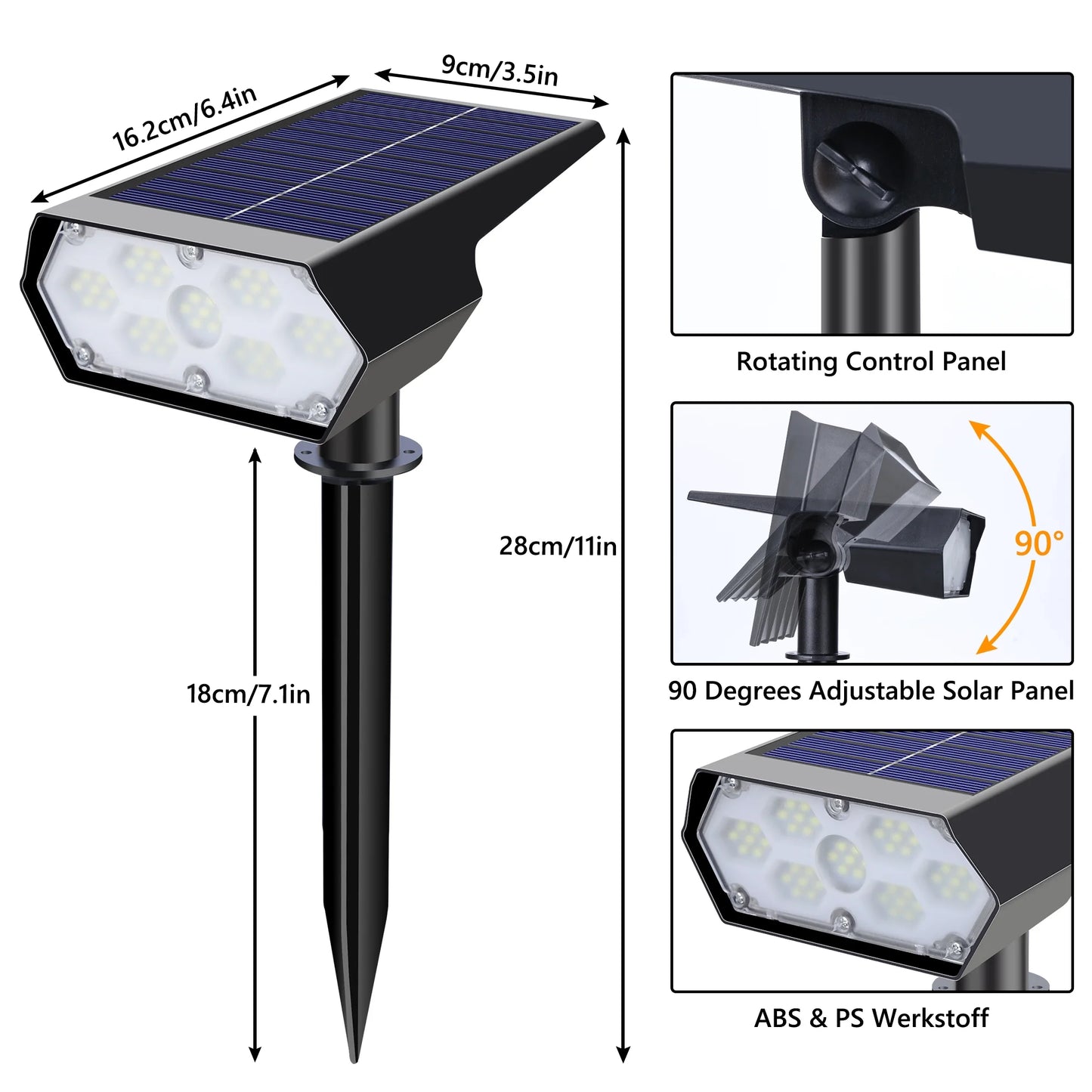 Toodour Solar Lights Outdoor, 49 LED Super Bright Solar Spot Lights with 2 Lighting Mode, Waterproof Solar Powered Landscape Spotlights for Garden Patio Pathway Yard (4 Pack-Warm White)