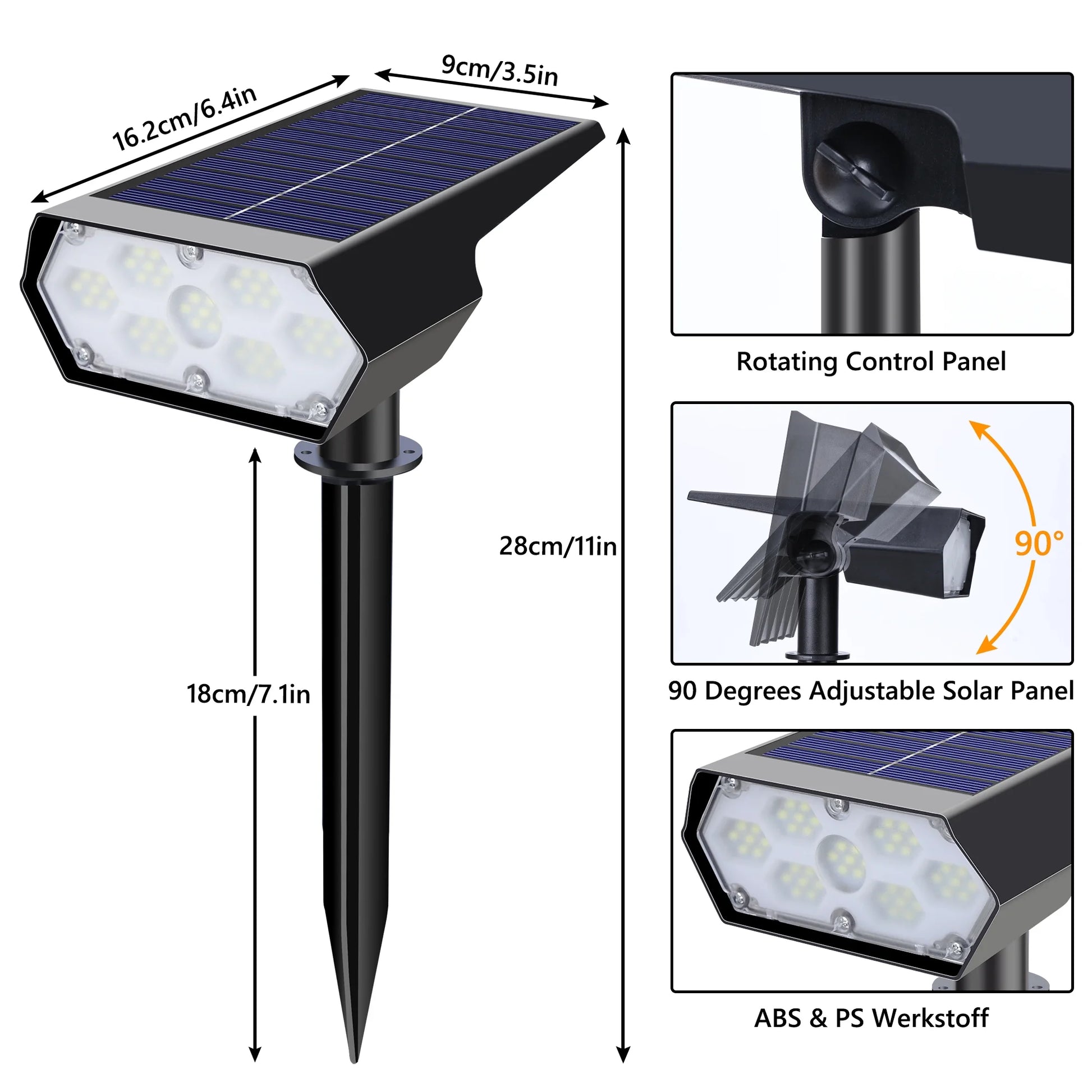 Toodour Solar Lights Outdoor, 49 LED Super Bright Solar Spot Lights with 2 Lighting Mode, Waterproof Solar Powered Landscape Spotlights for Garden Patio Pathway Yard (4 Pack-Warm White)