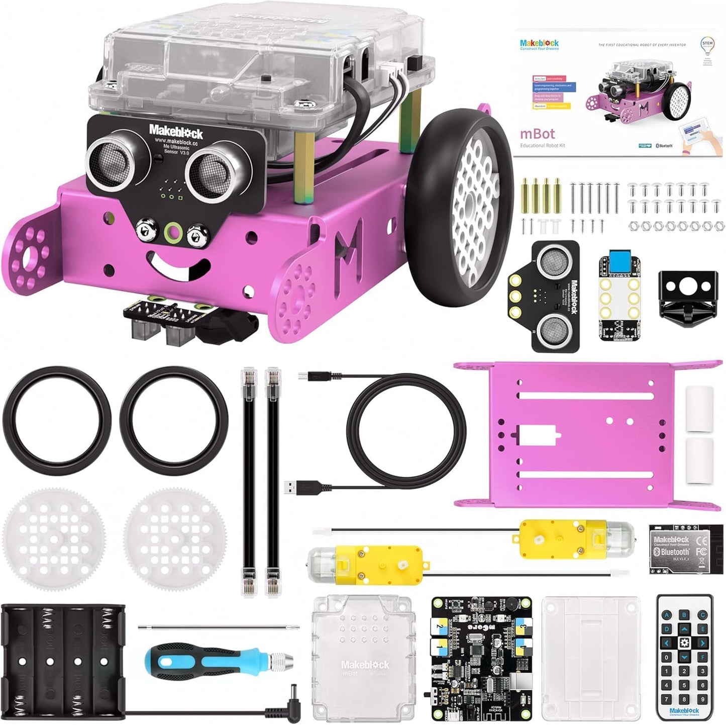 Makeblock Mbot Robot Kit, STEM Projects for Kids Ages 8-12 Learn to Code with Scratch Arduino, Robot Kit for Kids, Computer Programming for Beginners Gift for Boys and Girls 8 Pink