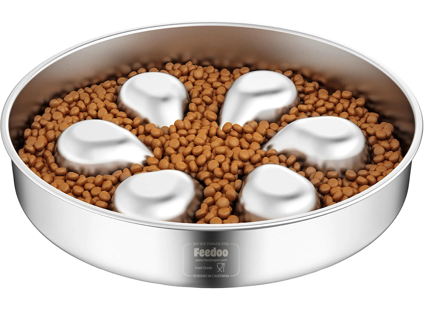 FEEDOO Slow Feeder Dog Bowls Large Breed 4Cups 304 Stainless Steel with Non-Slip Base and Maze Design for Slow down Eating Cat Water Fountain