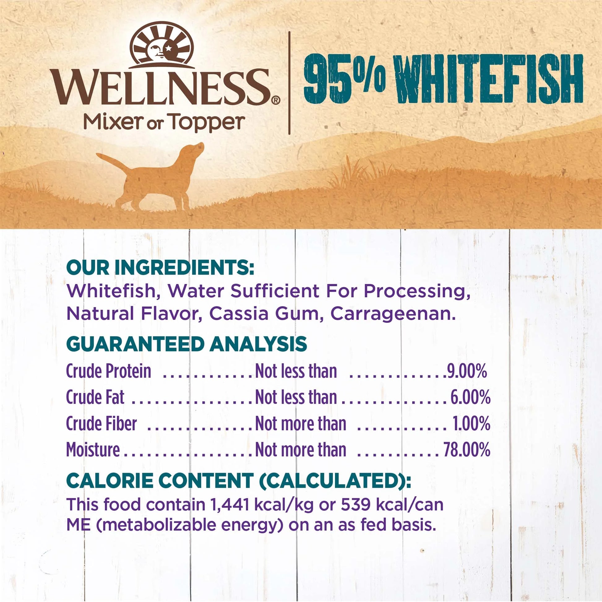 Wellness 95% Whitefish Natural Wet Grain Free Canned Dog Food, 13.2-Ounce Can (Pack of 12)