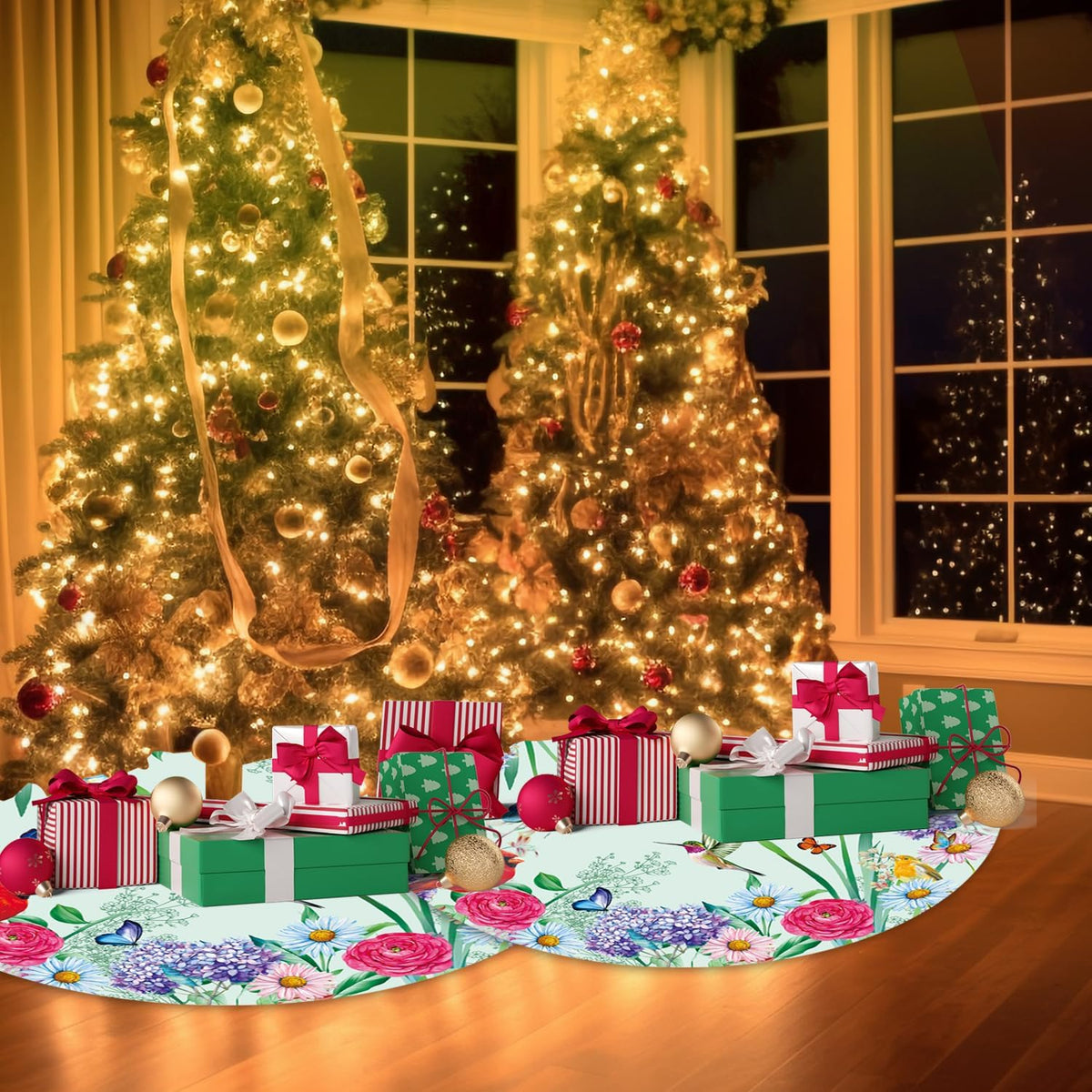 Xmas Tree Skirt, Christmas Tree Decoration Soft Plush Tree Mat Holiday Party 36 Inches