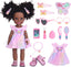DONTNO 14.5 Inch Black Doll and Baby Doll Clothes and Accessories,Including Phone Sunglasses Shoes Makeup Accessories and Butterfly Theme Dress Best Gift for Girls Kids