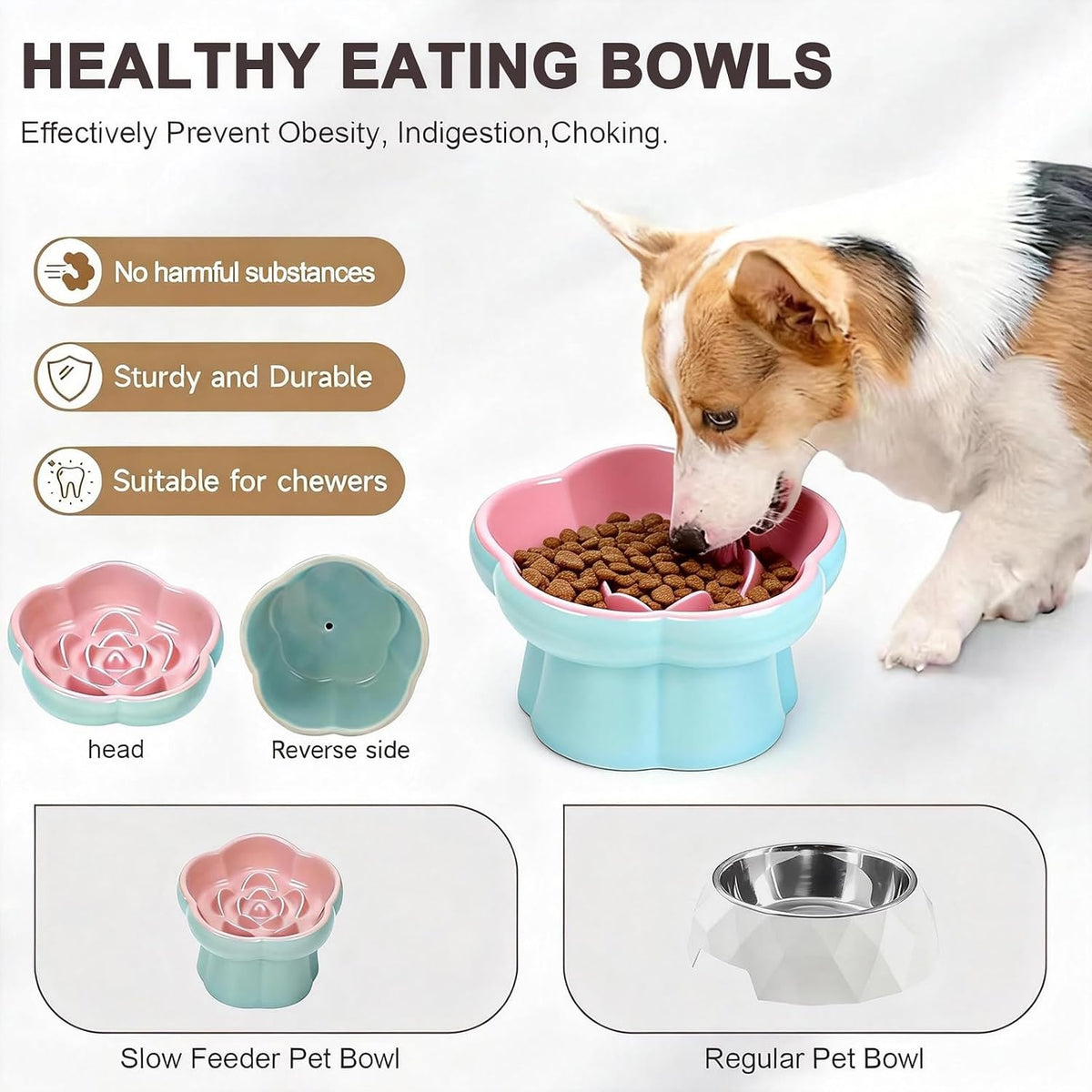 Ceramic Raised Slow Feeder Cat Bowl,Cat Slow Feeder,