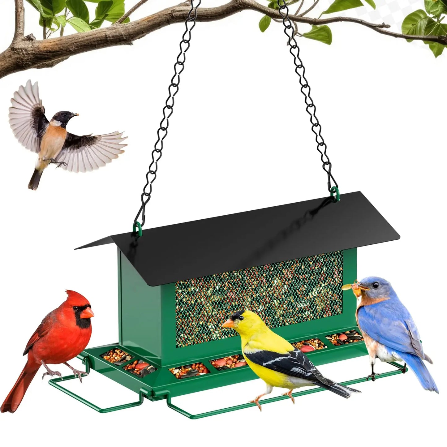 Bird Feeder for Outdoor Hanging, Large Squirrel Proof Birdfeeders W/ 14 Feeding Ports - Heavy Duty Metal Bird Feeders for outside Hanging, 4 Lb Large Capacity Birdfeeder to Attracting Birds Tiktokshopfalldealsforyou