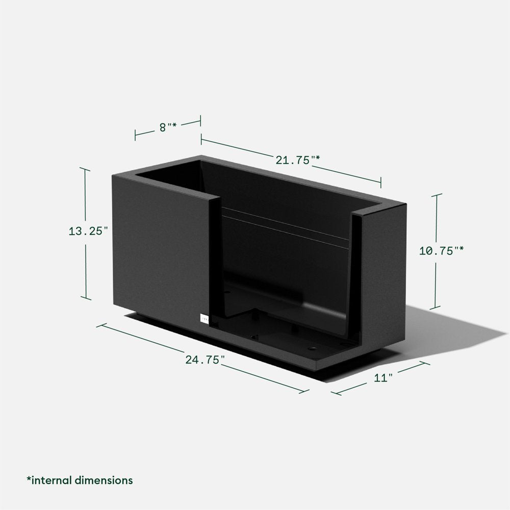 Veradek Block Series Long Box Small 25" Plastic Planter - Black