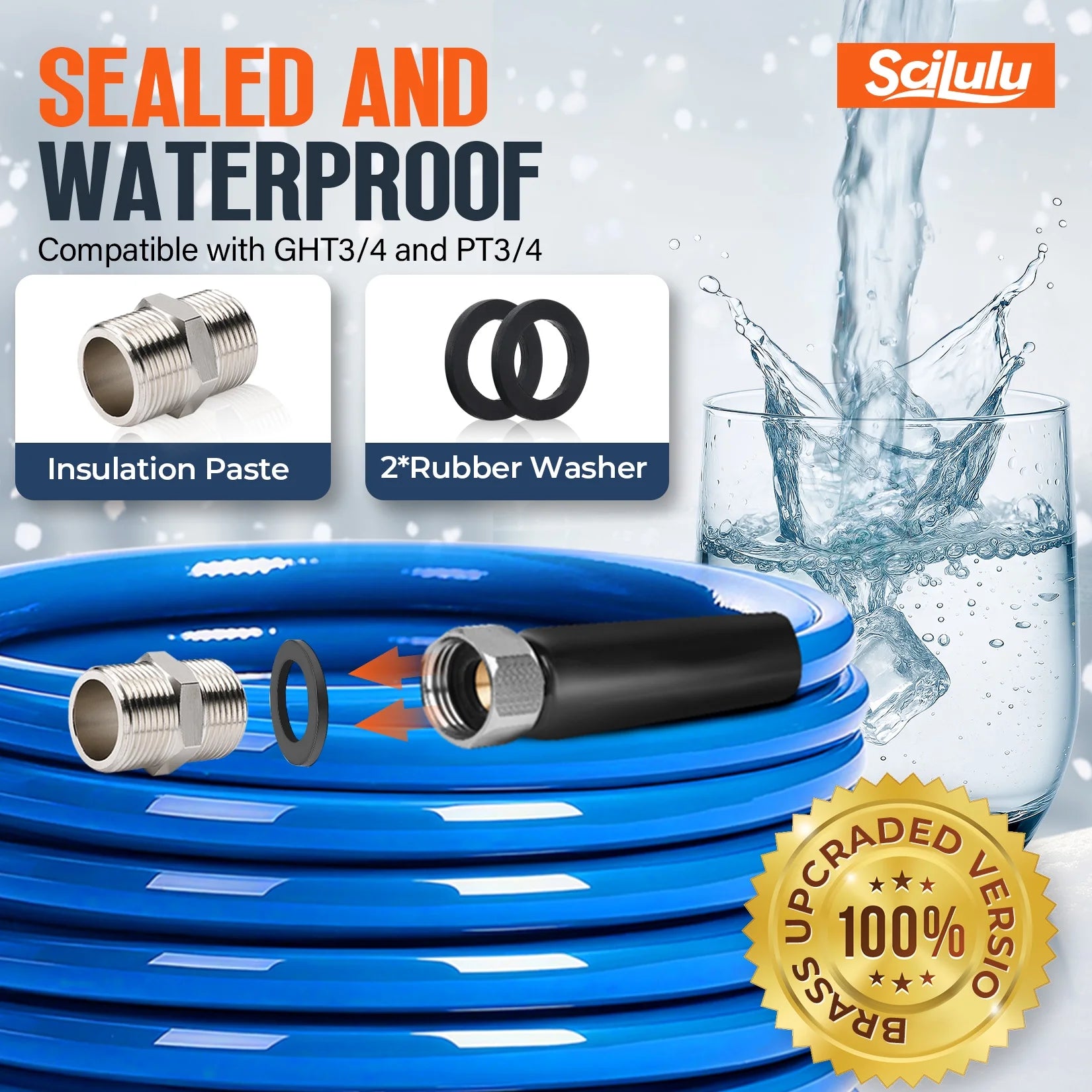 Scilulu 15FT Heated Water Hose for RV,-45 ℉ Antifreeze Heated Drinking Garden Water Hose，Electrically Heated Garden Hoses，Rv Water Hose （15FT）
