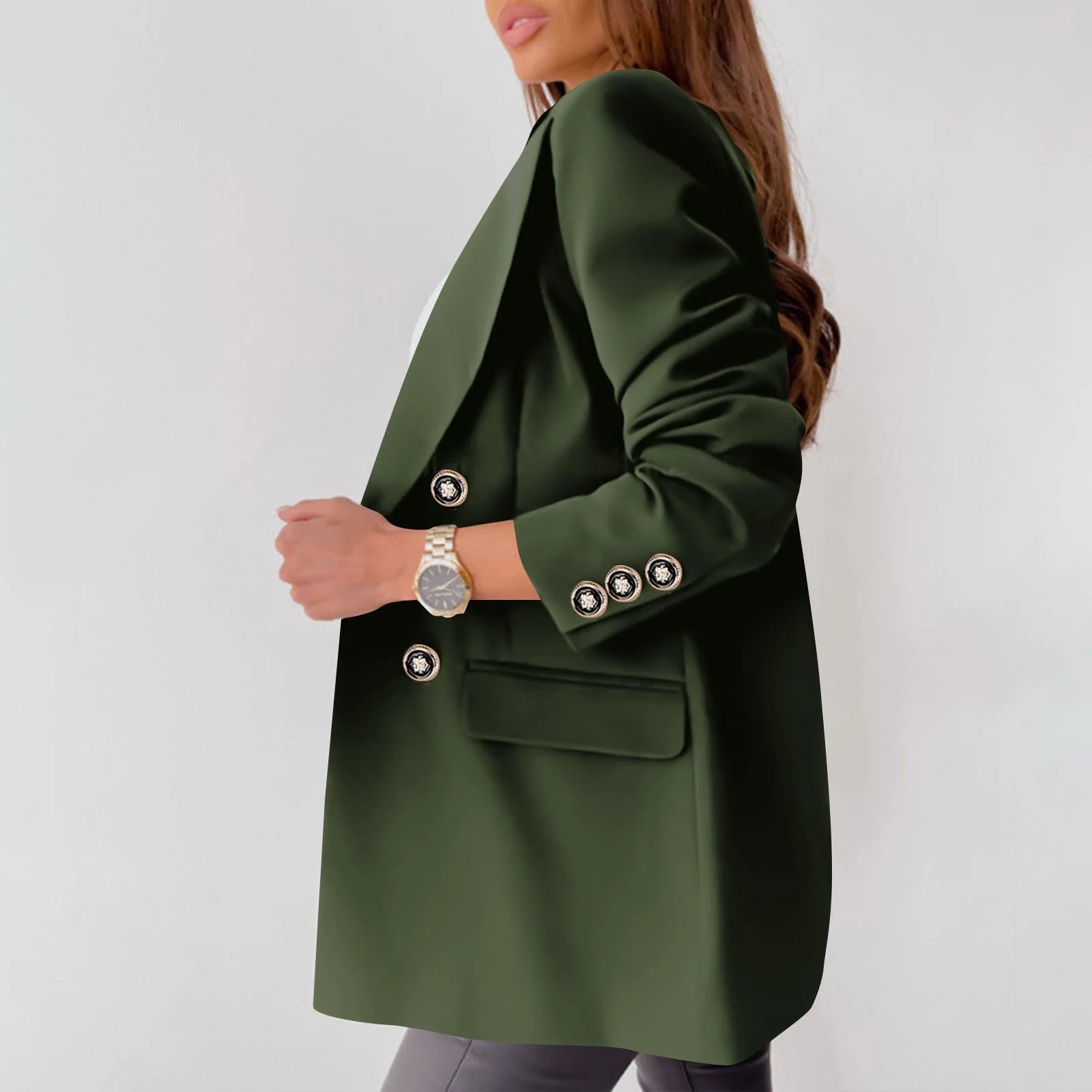 Ashirexll Winter Jackets for Women, Winter Coats for Women, Womens Solid Color Long Sleeve Turndown Collar Button up Casual Blazer Jacket No Hood