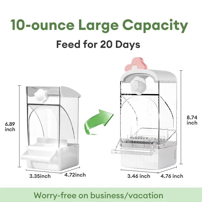 BUCATSTATE Parrot Feeder Large Capacity Anti-Spill Husk Separator Automatic Bird Food Box