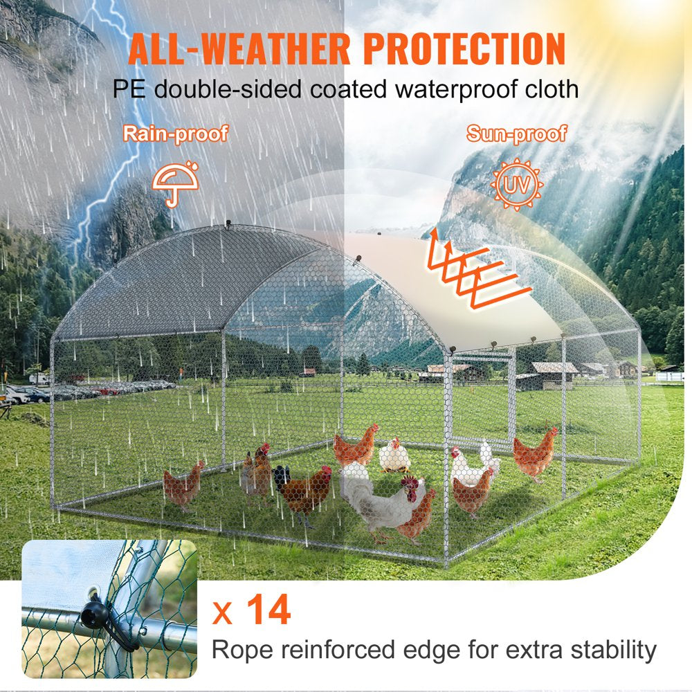 BENTISM 13.1X9.8X6.6 Ft Walkin Large Metal Chicken Coop, Innovative Half Door Poultry Cage Hen Run House Rabbits Habitat Cage Spire Shaped Coops with Waterproof and Anti-Ultraviolet Cover Dome Roof