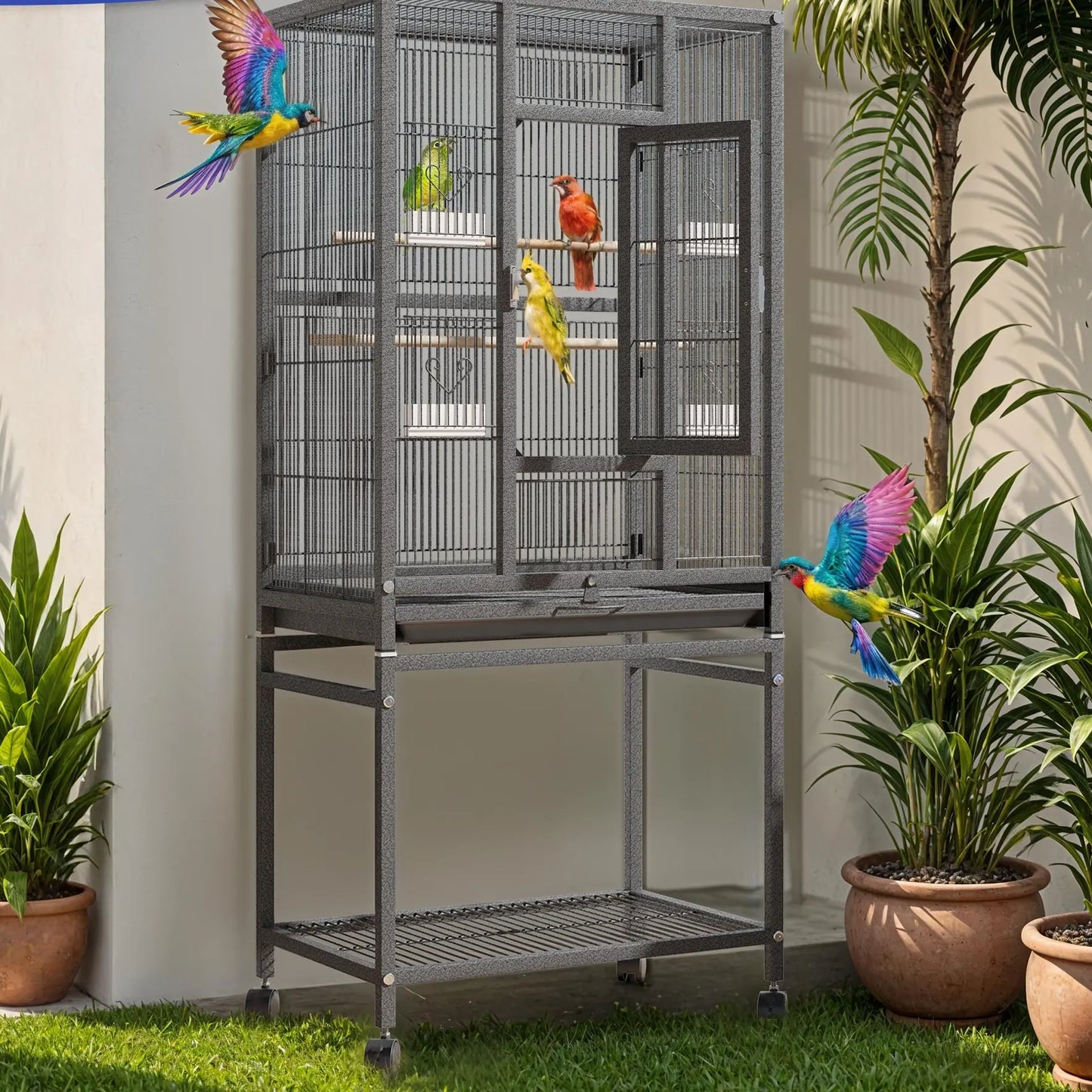 Yitahome 53/52 Inches Birdcage Cover and Bird Cage Seed Catcher, Bird Cages for Parakeets, Parrot, Cockatiel, Pigeon, Flight Cage for Birds