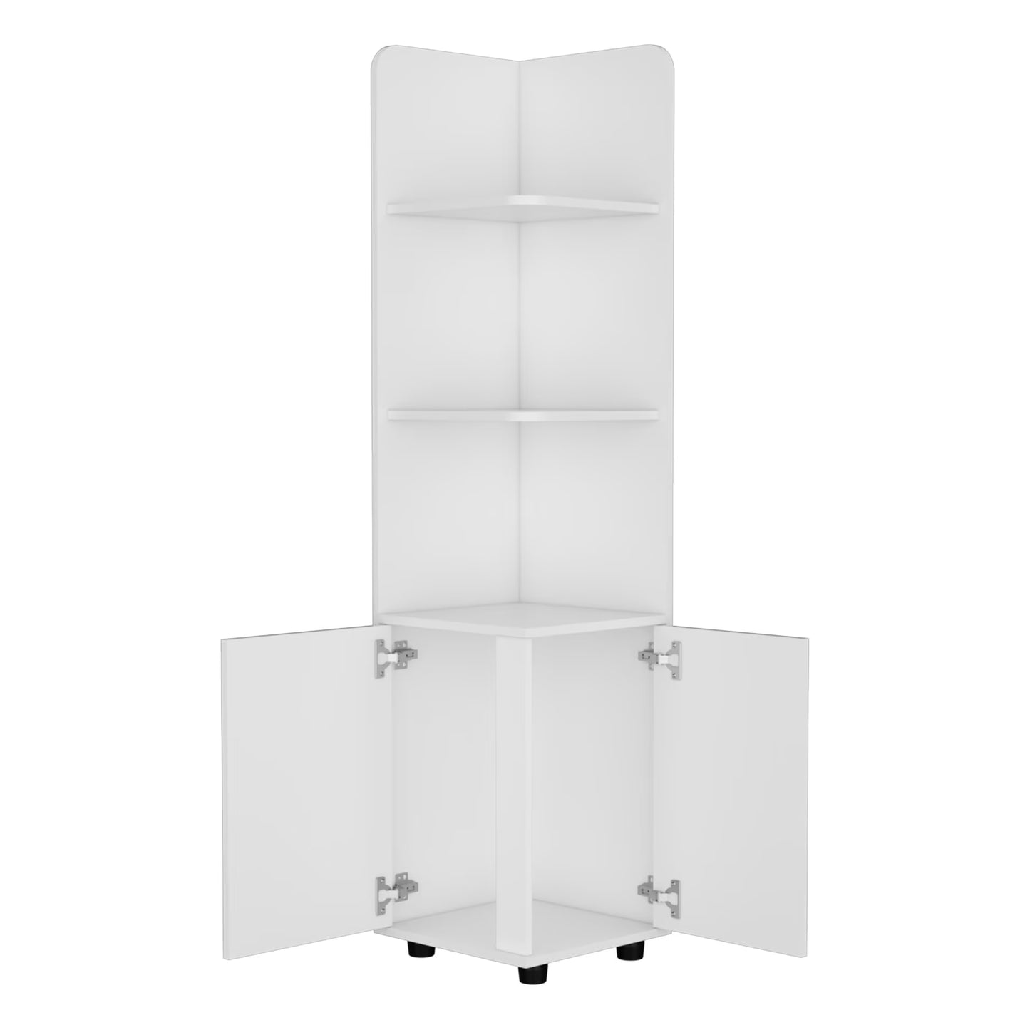 Tall White 62H" Corner Cabinet with 3 Shelf and 2-Door for Bathroom Storage Needs 60.65 In. Magnificent