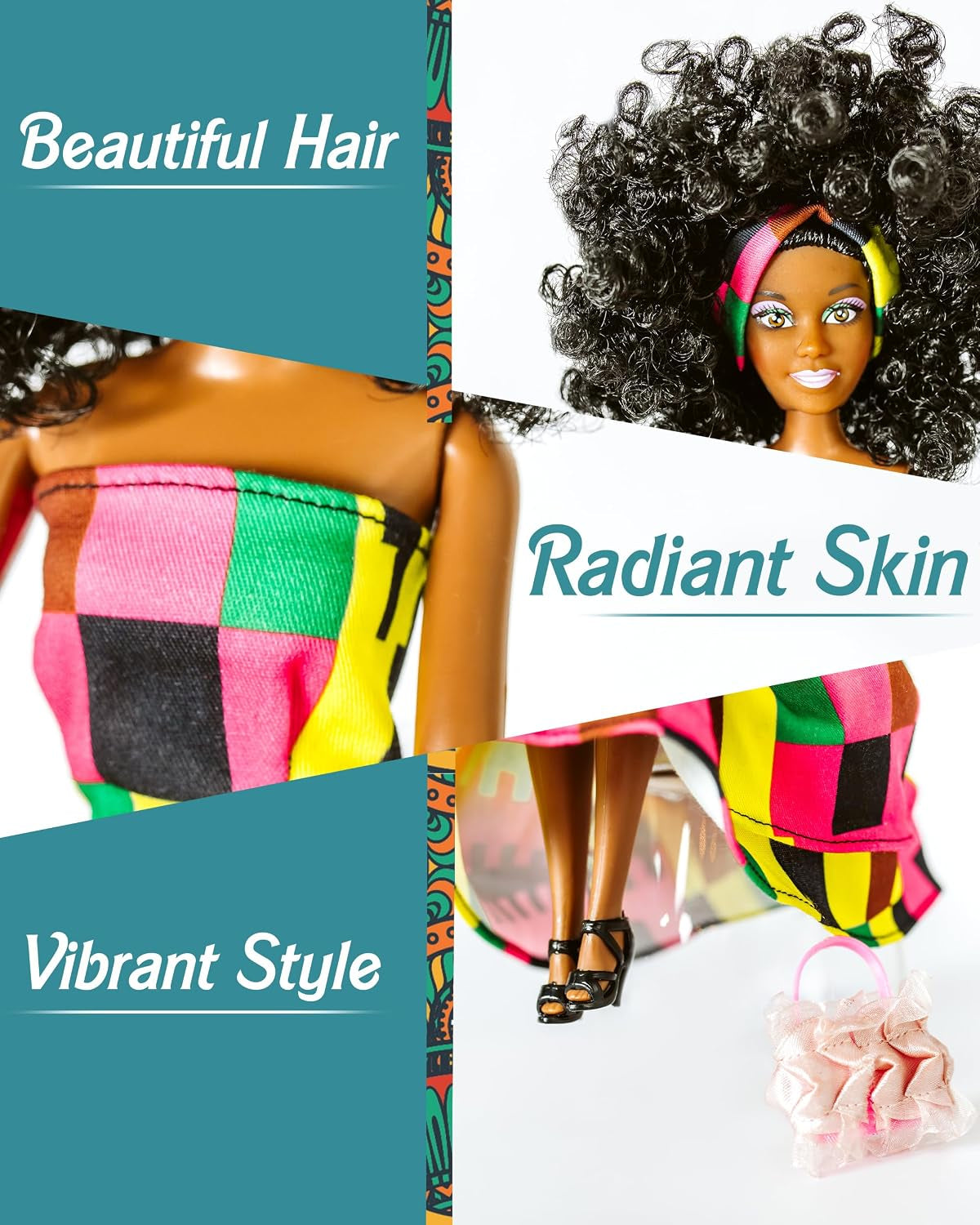 Maribel - Our Queens Black Doll Set - Brown/Black Afro Doll | Lovely 12.5" Dark Skin & Diversity Dolls - Vinyl Dolls for Girls with African Heritage Style Outfit and Movable Joints