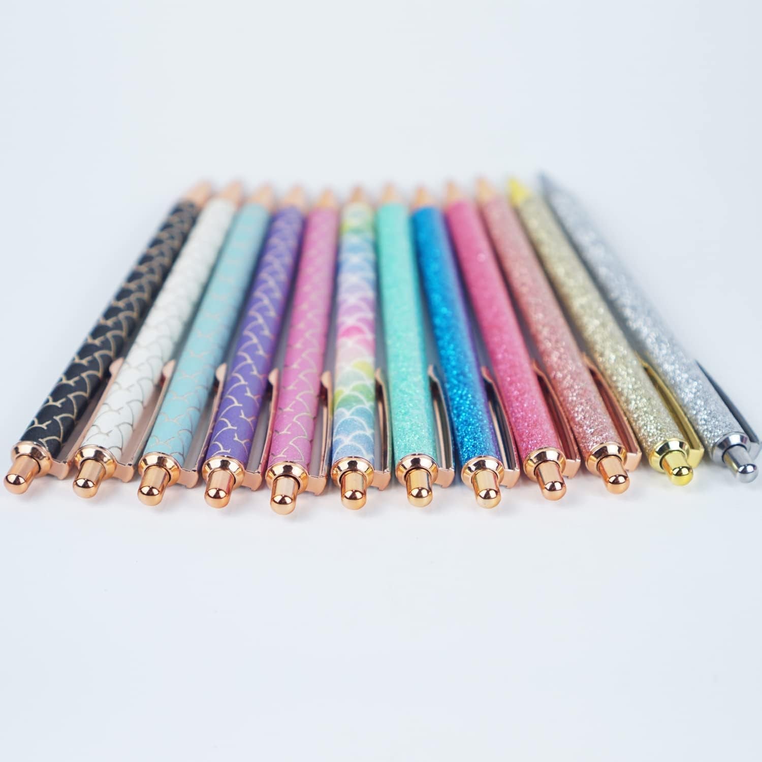 U-RIGHT 12 Pcs Fancy Pens for Journaling, Cute Pens for Women, Retractable Pretty Fun Pens for Nurses Waitress