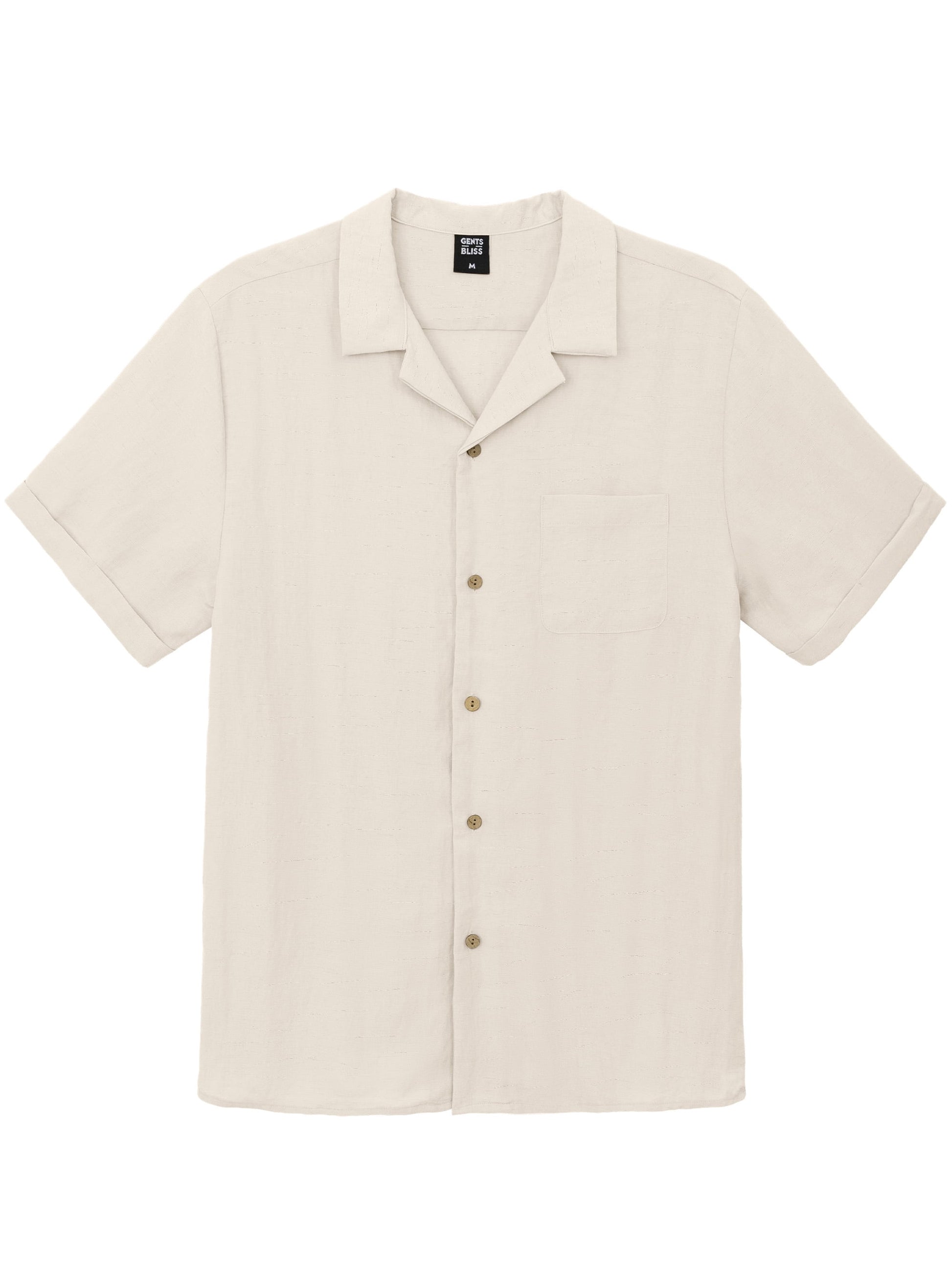 GENTS BLISS Men Linen Shirts Casual Short Sleeve Button down Shirts for Men Beach Tops with Pocket