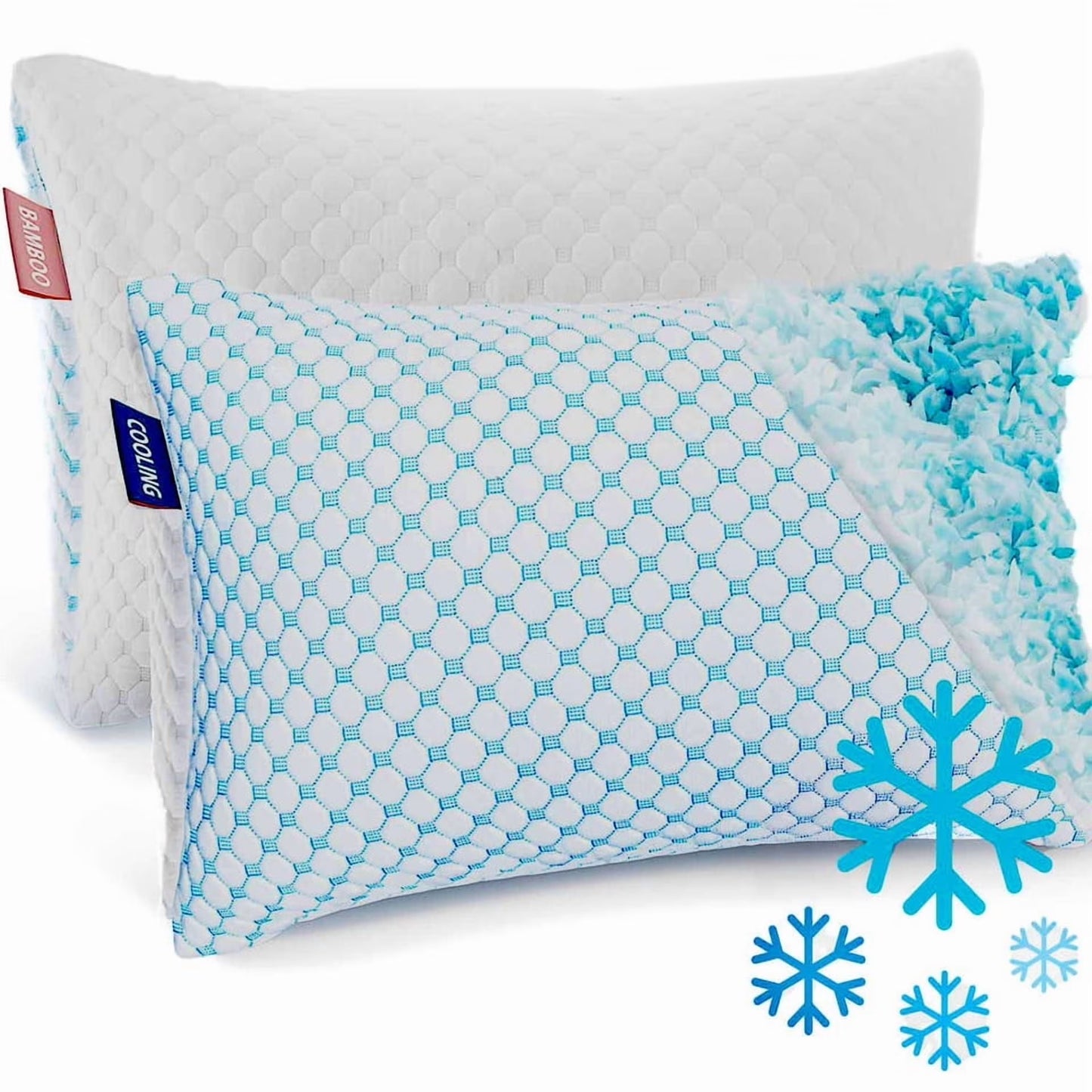 Virtu Temperature Regulating Memory Foam Pillows King Pillows Set of 2, Reversible King Size Pillows, Cooling Pillows King 20" X 36"