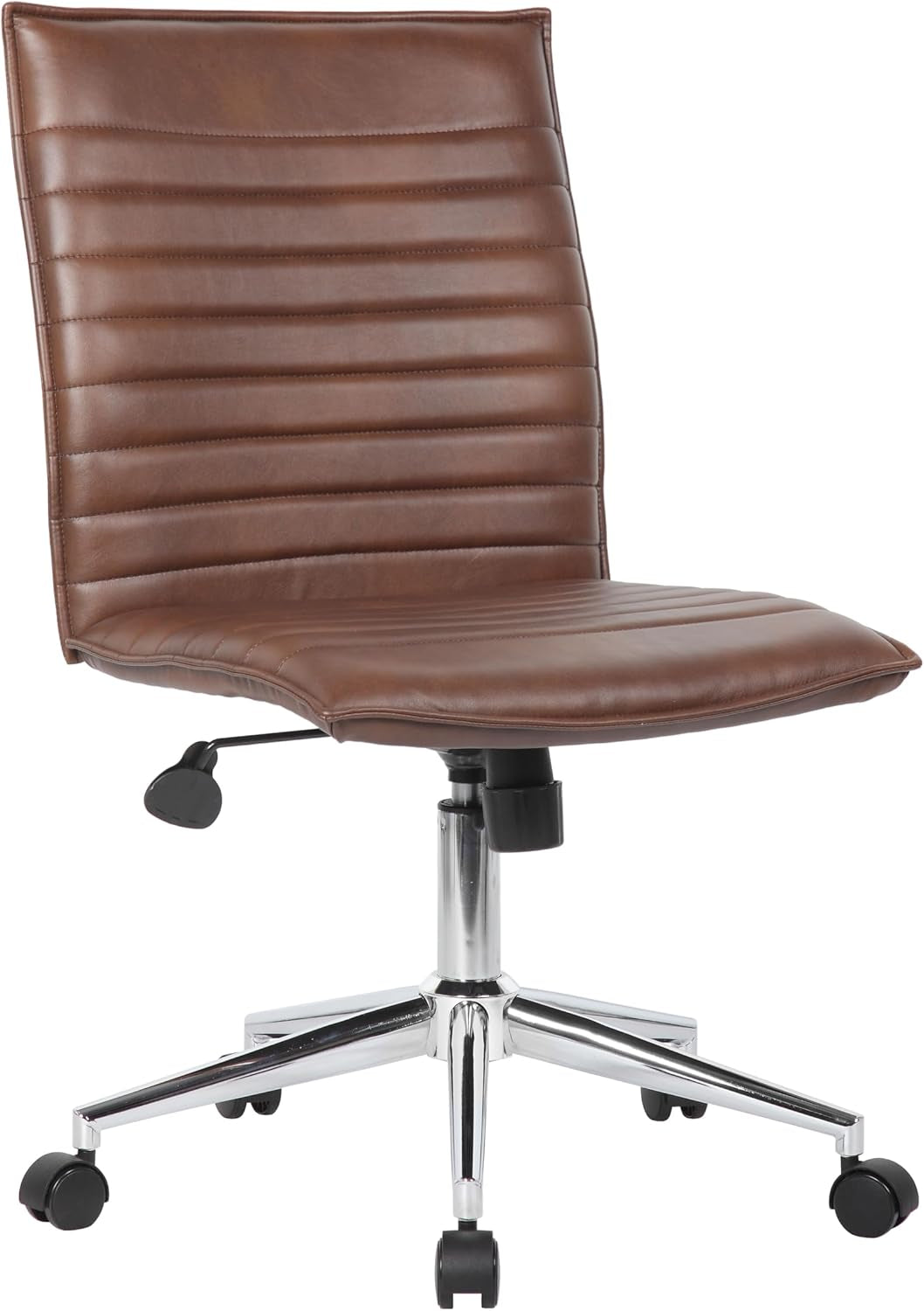 Boss Office Products Modern Vinyl Armless Hospitality Office Chair, Brown