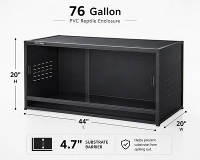 Toxirium 44X20X20 Inch 76 Gallon PVC Reptilie Terrarium, Stackable Enclosure with Sliding Doors for Bearded Dragons, Lizards and Snakes