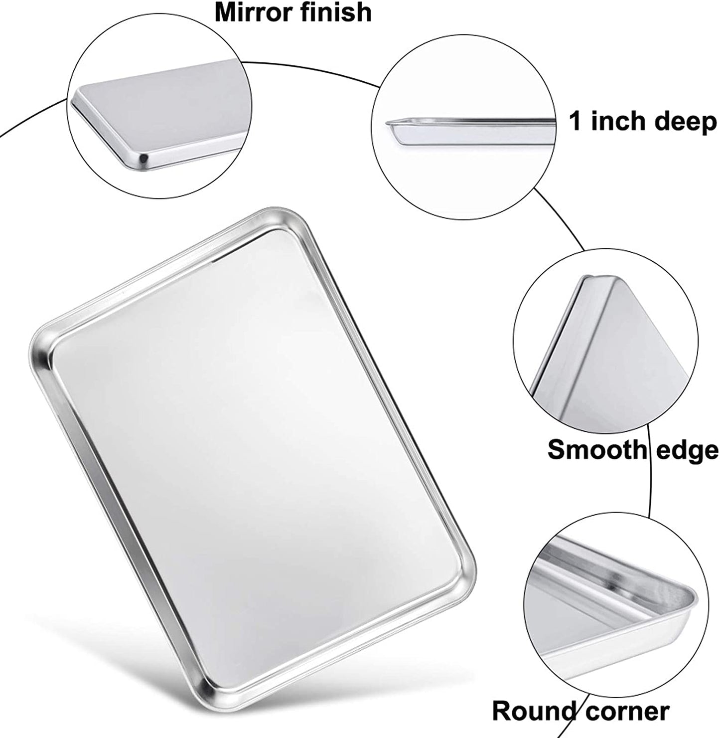 Teamfar Baking Sheet with Rack Set (2 Pans + 2 Racks), Stainless Steel Baking Pan Cookie Sheet for Baking, Non Toxic & Healthy, Easy Clean & Dishwasher Safe - 4 Pack
