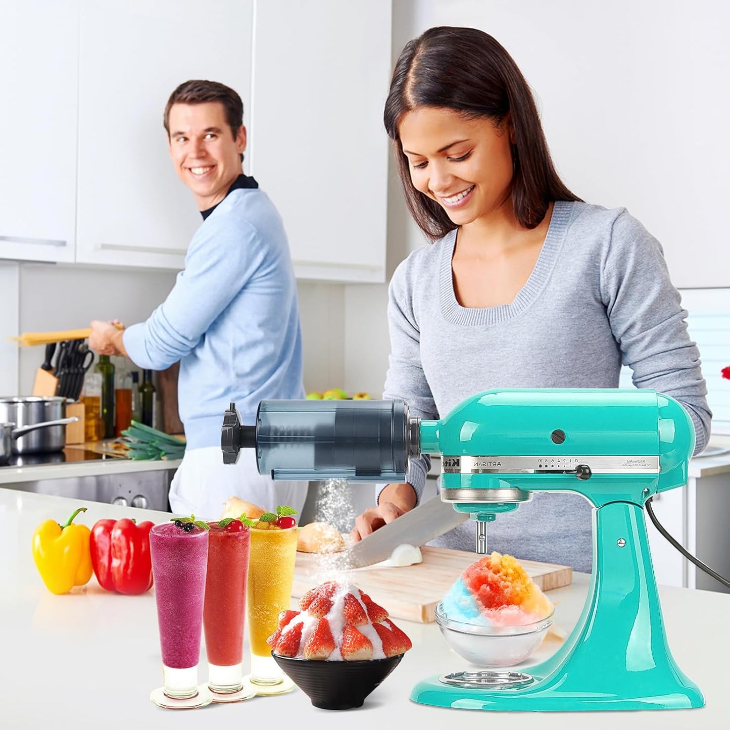 Shave Ice Attachment for Kitchenaid Stand Mixer,With 8 Molds Shave Ice Attachment for Kitchenaid Stand Mixers, Ice Shaver Attachment, Snow Cone Attachment,Ice Shaver Maker