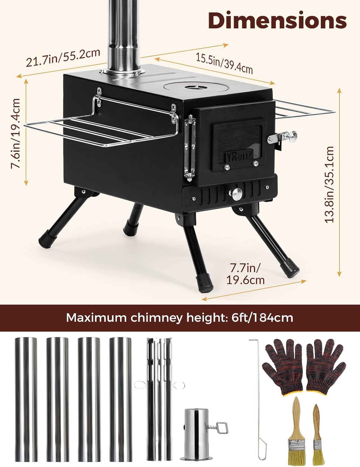 Upgraded Tent Stove, Portable Wood Burning Stove for Outdoor Camping