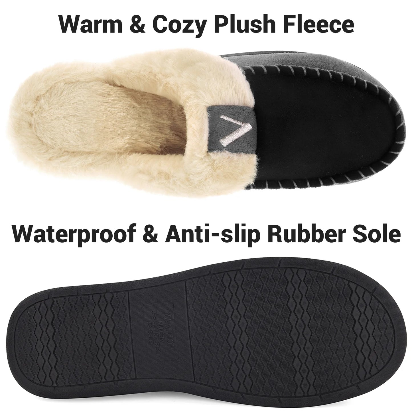 VONMAY Men'S Scuff Slippers Memory Foam Slip on Shoes Moccasin Style House Shoes Indoor Outdoor