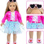 American 18 Inch Doll Clothes and Makeup Accessories Set Includes Clothes Backpack Sunglasses Phone Shoes Comb Mirror Eye Shadow Lipstick Hair Clip Hair Tie(Doll NOT Included)