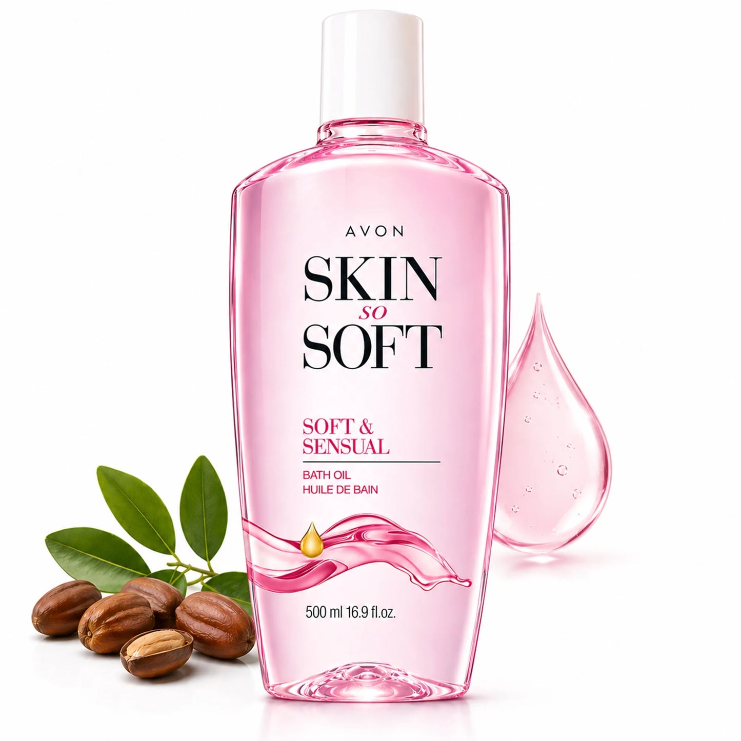 Avon Skin so Soft Soft and Sensual Moisturizing Bath Oil for Women with Argan Oil, 16.9 Fl Oz