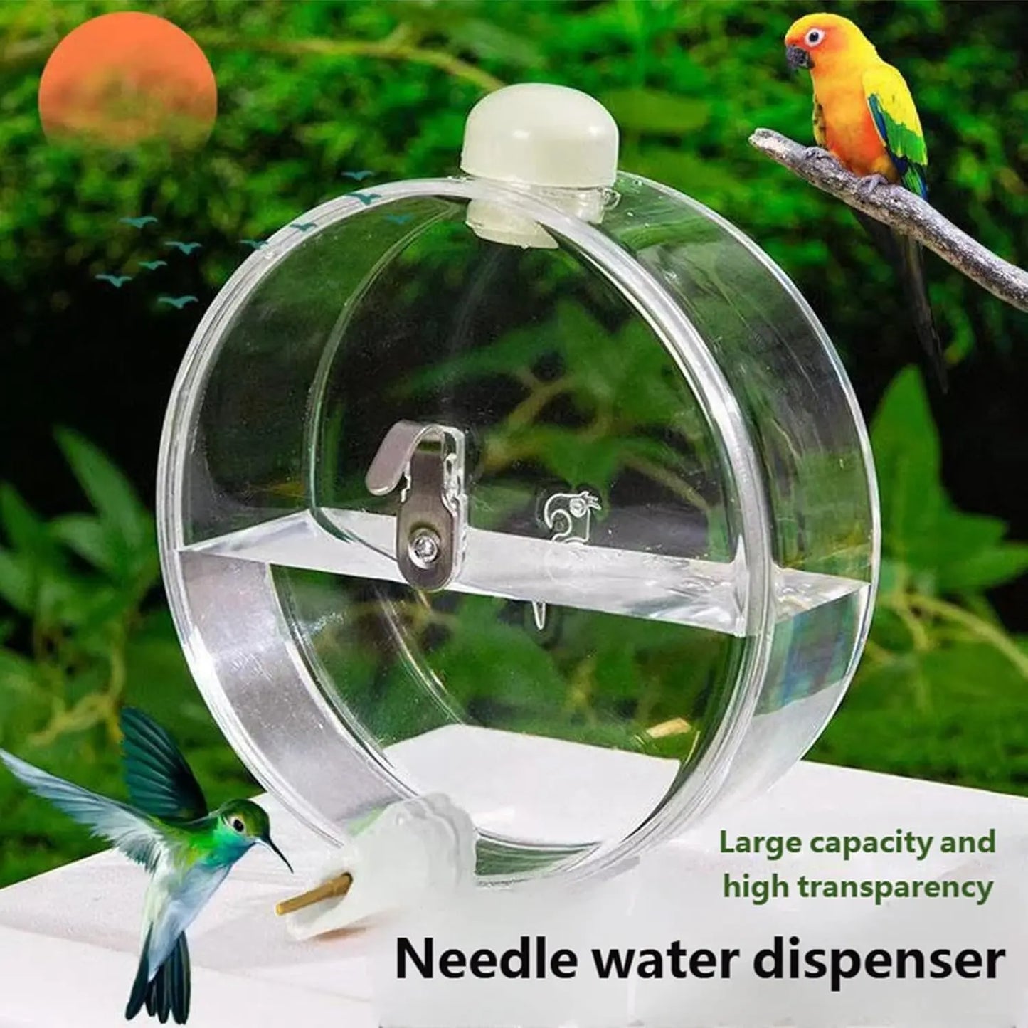 330Ml Automatic Bird Water Dispenser - Touch Needle Mechanism Cage Mounted Parrot Water Bottle with Easy Refilling