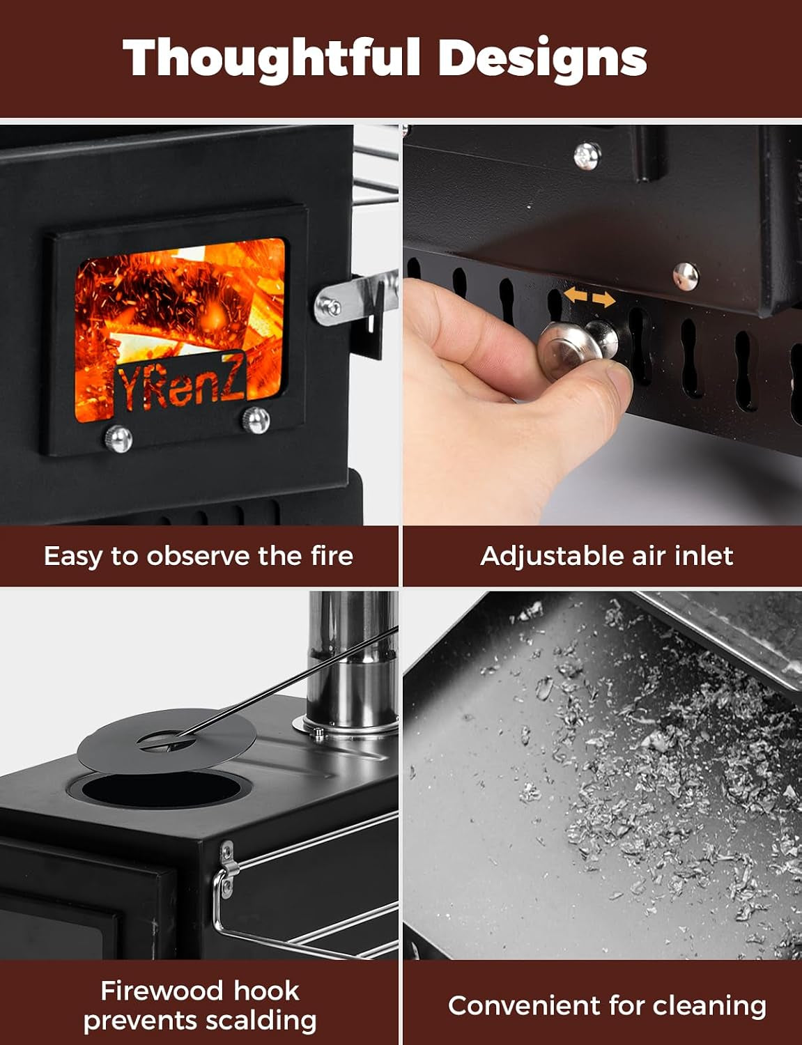 Upgraded Tent Stove, Portable Wood Burning Stove for Outdoor Camping